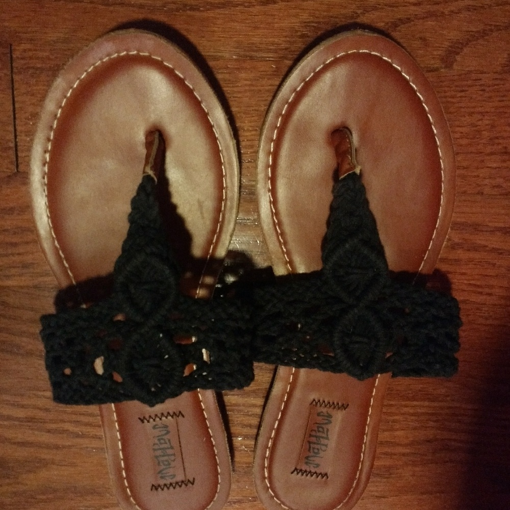 Black crochet sandals
